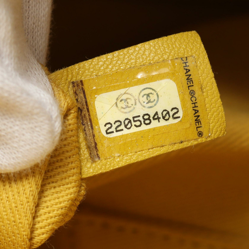 香奈兒 Deauville 鏈條肩托特包 A66941 皮革拉菲草米黃色二手-4