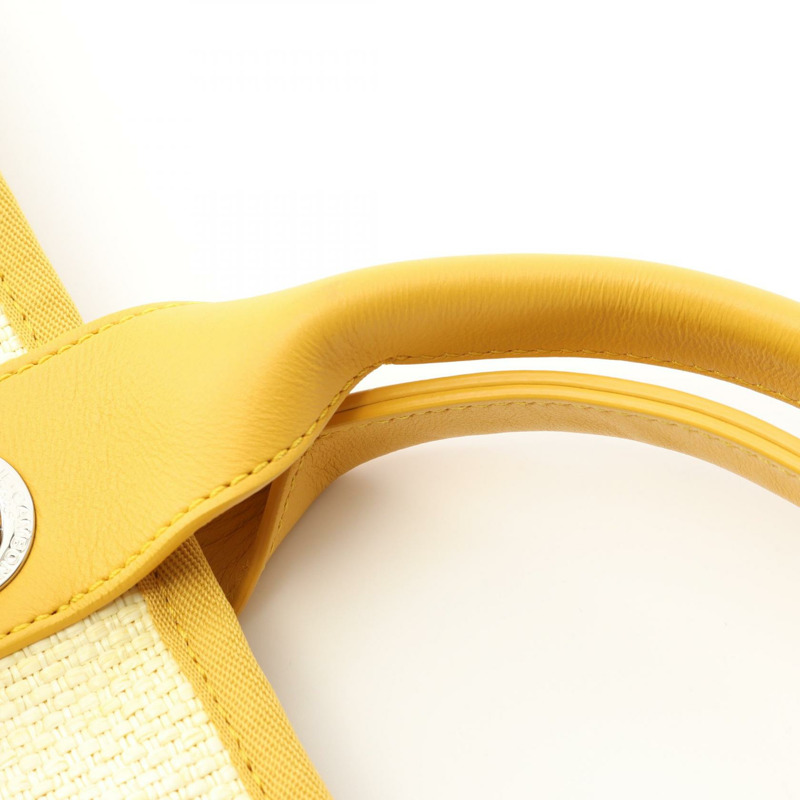 香奈兒 Deauville 鏈條肩托特包 A66941 皮革拉菲草米黃色二手-7