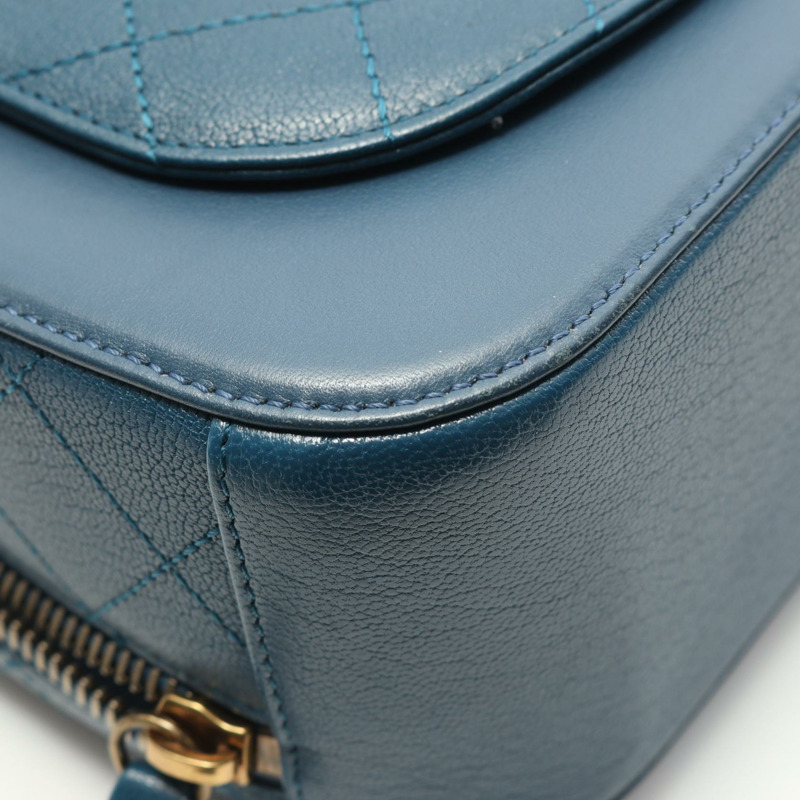 香奈兒 COCO CC 標誌單背包 A93463 皮革 藍色 二手 女士 GHW COCO CC-7