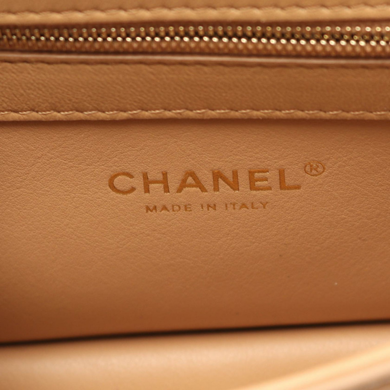 香奈兒 (CHANEL) 絎縫鏈條單背包 A57086 羊皮 米色 二手 女士 金色五金-4