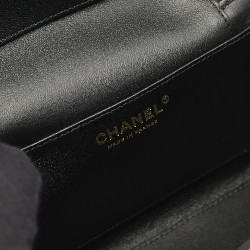 香奈兒 (CHANEL) Matelasse Vanity 斜背鏈條包,羊皮材質,黑色,二手,金色五金-3