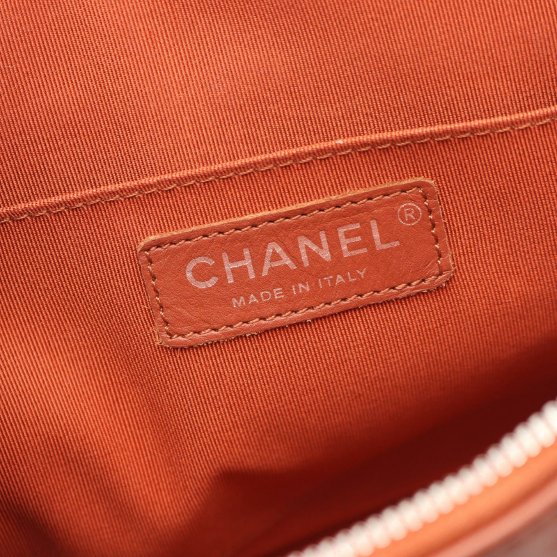 香奈兒 V 字縫線人字紋鏈單肩包,羊皮,棕色波爾多紅,銀色五金,二手-3