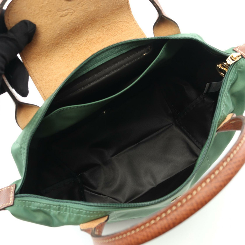Longchamp Le Pliage S 托特包 L1621089P95 帆布皮革 綠色棕色 全新 女士-2