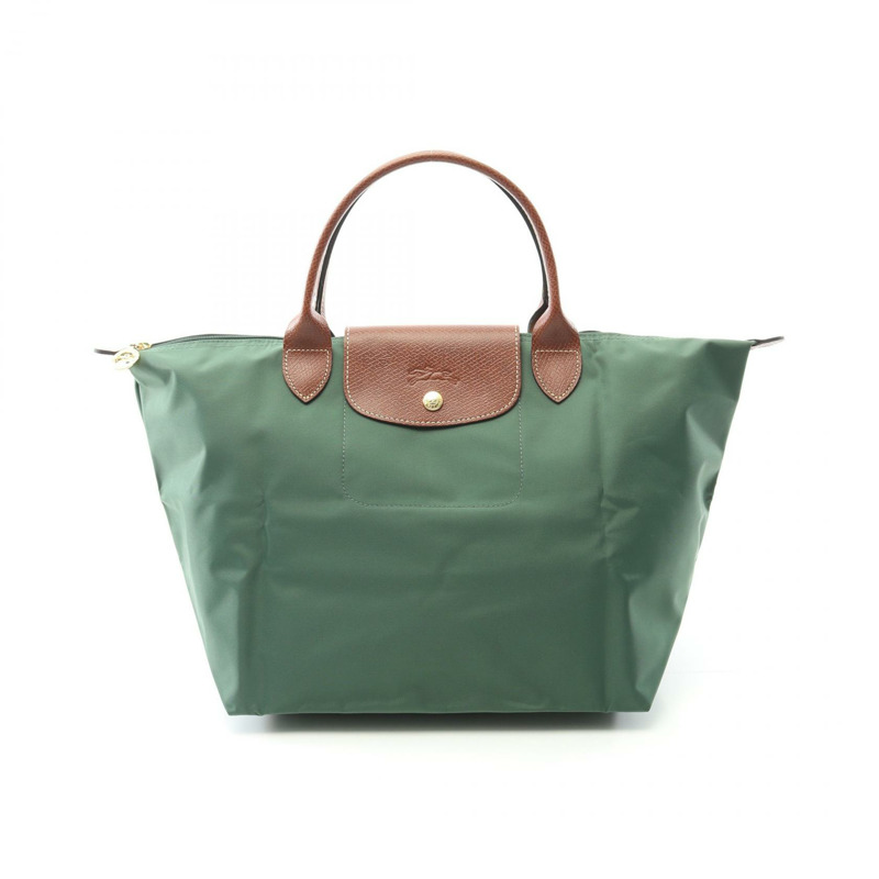 Longchamp Le Pliage Original M 托特包 L1623089P95 帆布皮革 綠色棕色 全新 女士-0