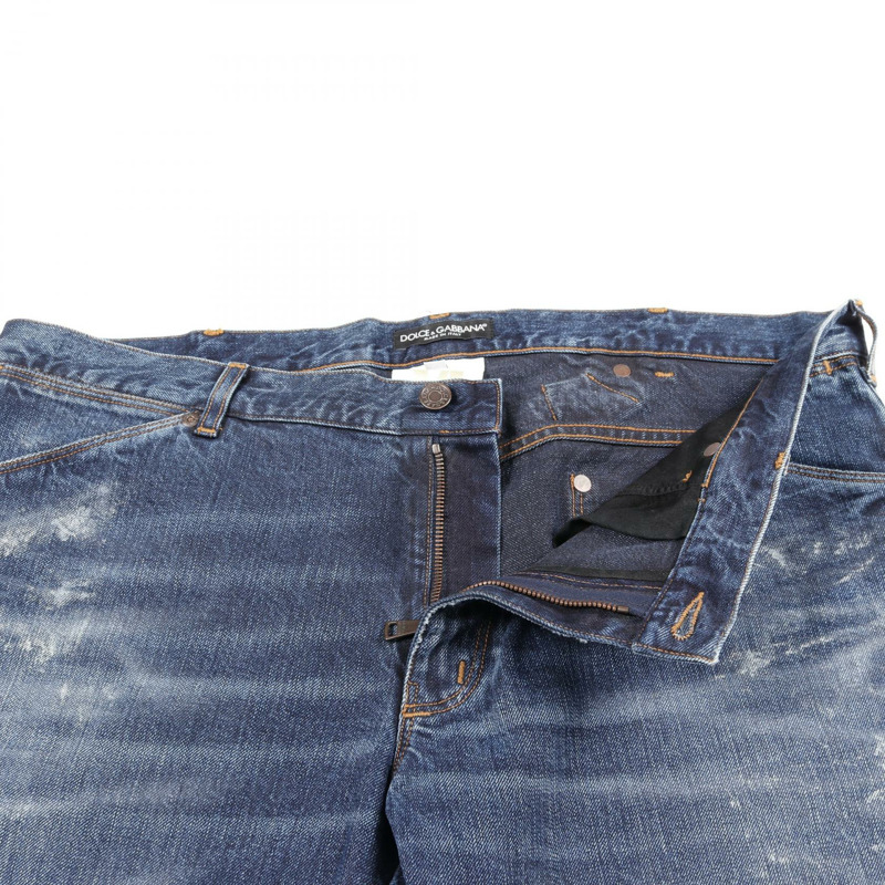 DOLCE & GABBANA 男士牛仔褲 #54 G39FLP 棉質海軍藍二手-4