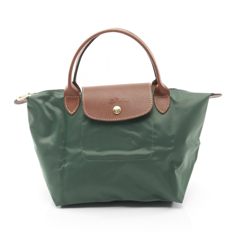 Longchamp Le Pliage S 托特包 L1621089P95 尼龍皮革 綠色棕色 全新 女士-0