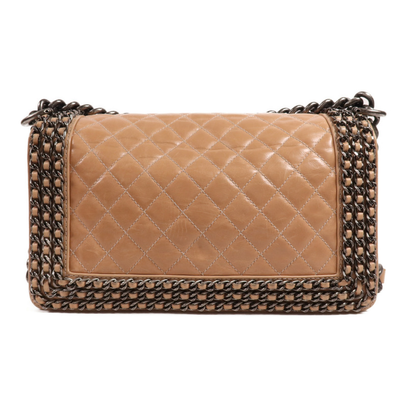 CHANEL 牛皮皮革Boy Chanel銀扣肩背袋-1