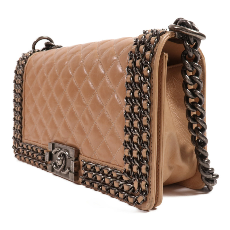 CHANEL 牛皮皮革Boy Chanel銀扣肩背袋-2