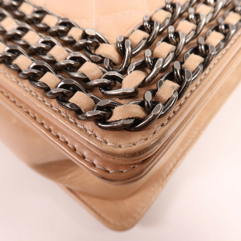 CHANEL 牛皮皮革Boy Chanel銀扣肩背袋-5