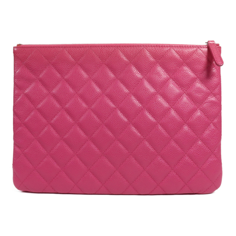 CHANEL 牛皮皮革Classic Medium銀扣手拿包-1