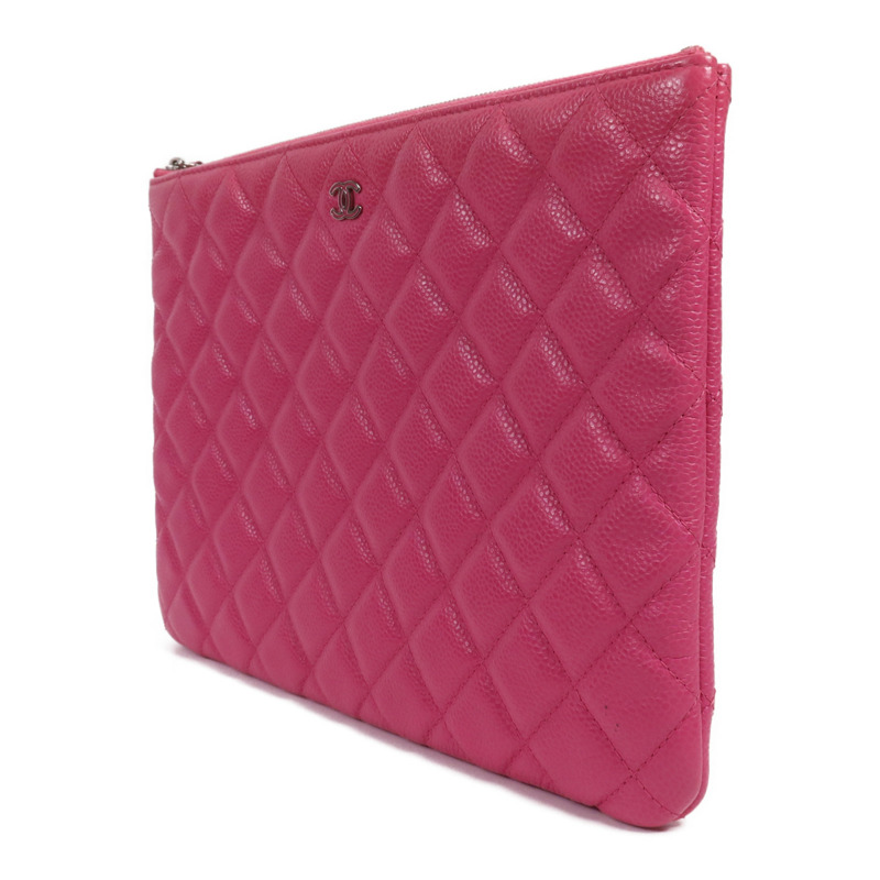 CHANEL 牛皮皮革Classic Medium銀扣手拿包-2