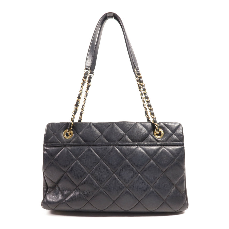 CHANEL 牛皮皮革Tote Bag金扣肩背袋-1