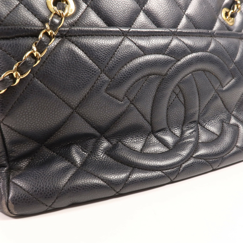 CHANEL 牛皮皮革Tote Bag金扣肩背袋-19