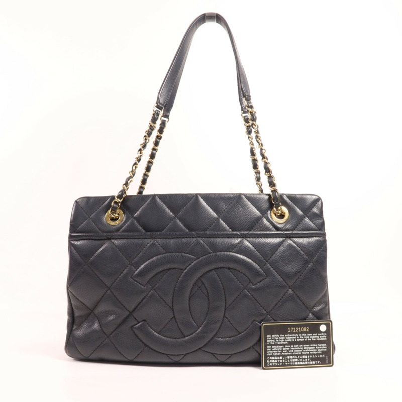 CHANEL 牛皮皮革Tote Bag金扣肩背袋-20