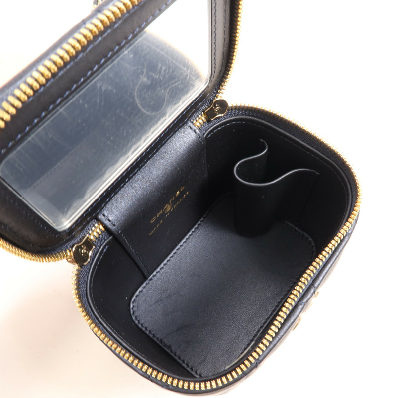 CHANEL 羊皮皮革Vanity Case金扣手挽肩背兩用袋-9
