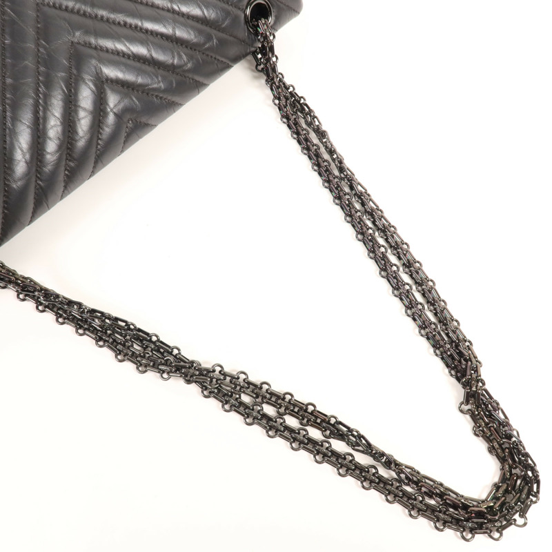 CHANEL 牛皮皮革Mini 2.55 So Black鏈帶肩背袋-4