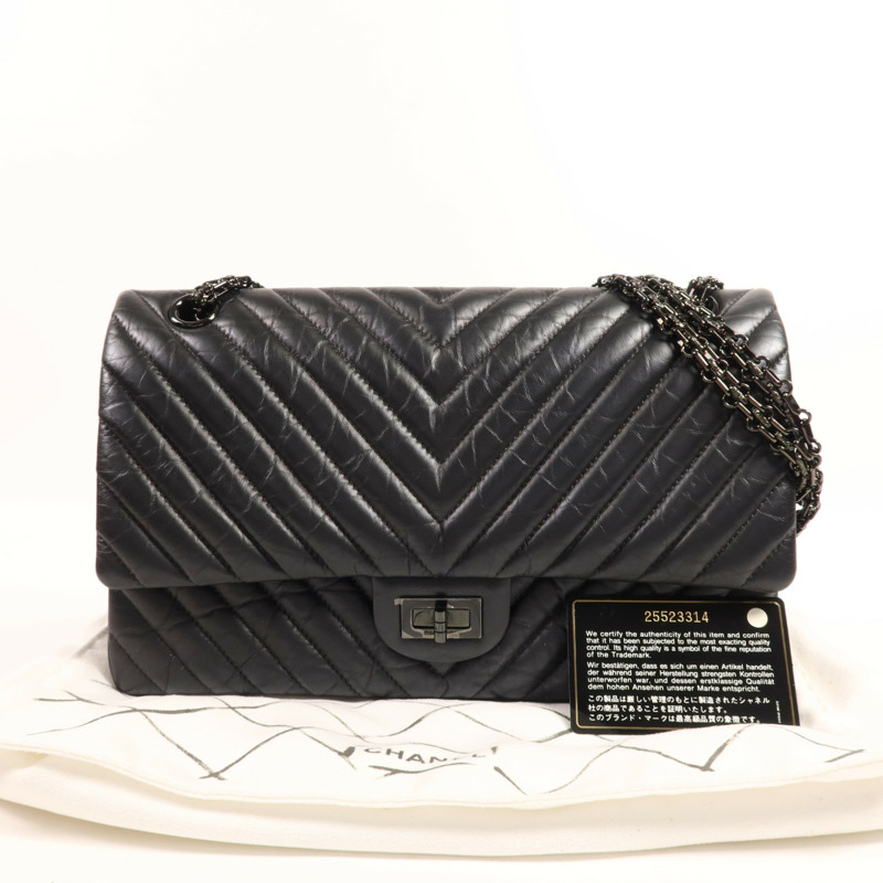 CHANEL 牛皮皮革Mini 2.55 So Black鏈帶肩背袋-15