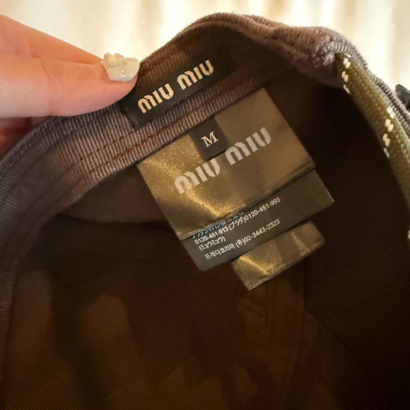 💖MIU MIU 熱門抽繩 棒球帽 帽子 咖啡色💖 M號 全新-3