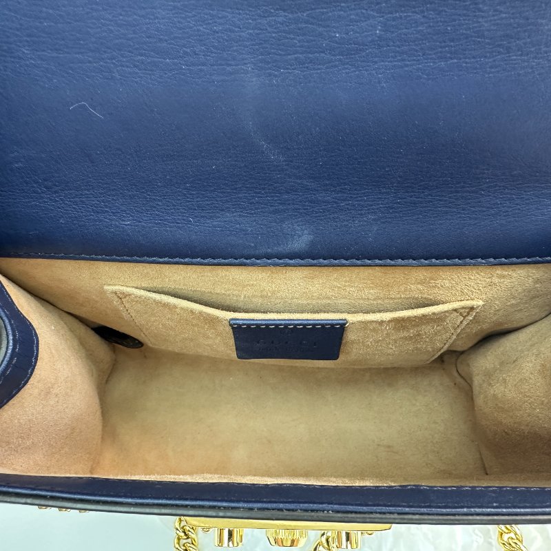 GUCCI 鎖扣包 金屬鎖扣 珍珠鉚釘裝飾 皮革斜背包-8