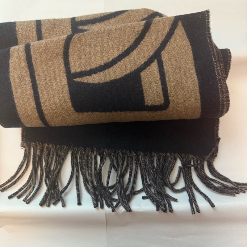 💖Hermes 圍巾 豬鼻串接款💖 全新 深藍色 現貨 美款✨-2