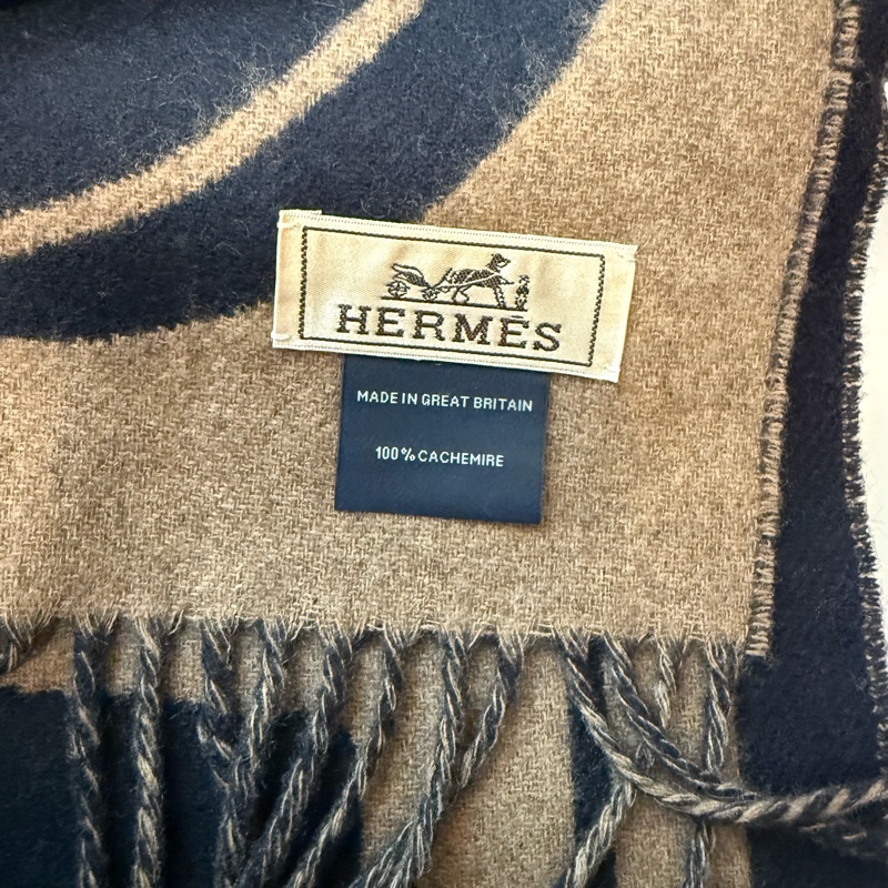 💖Hermes 圍巾 豬鼻串接款💖 全新 深藍色 現貨 美款✨-4