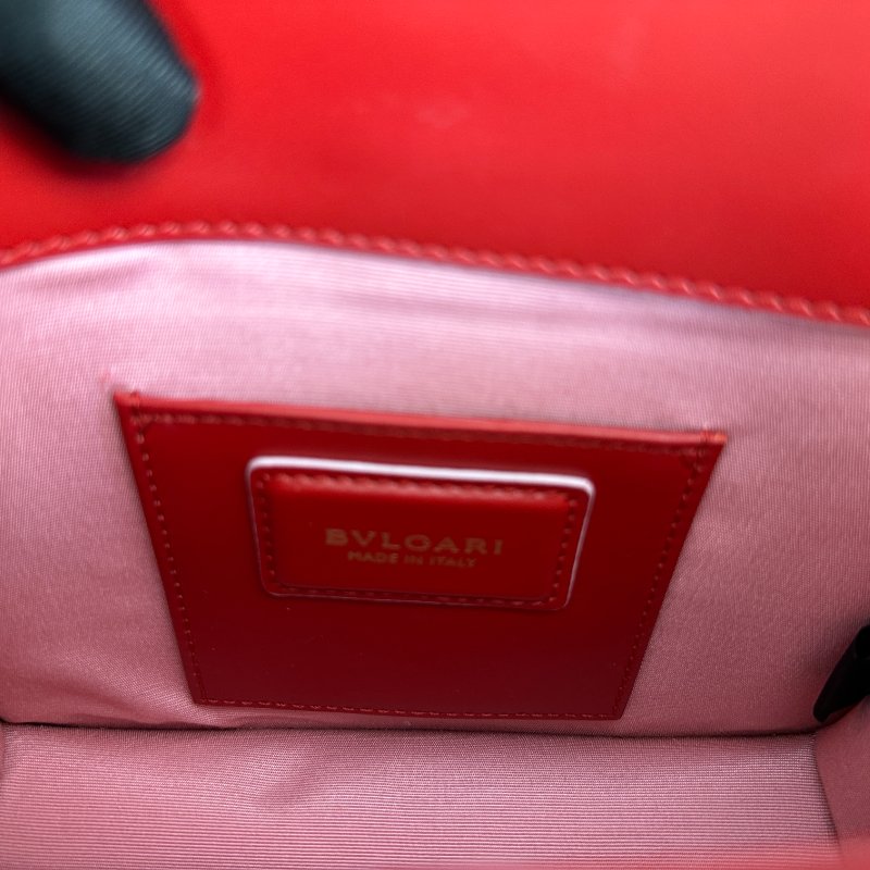 寶格麗 Serpenti Forever 系列蛇頭皮革鏈條斜背包 紅色-6