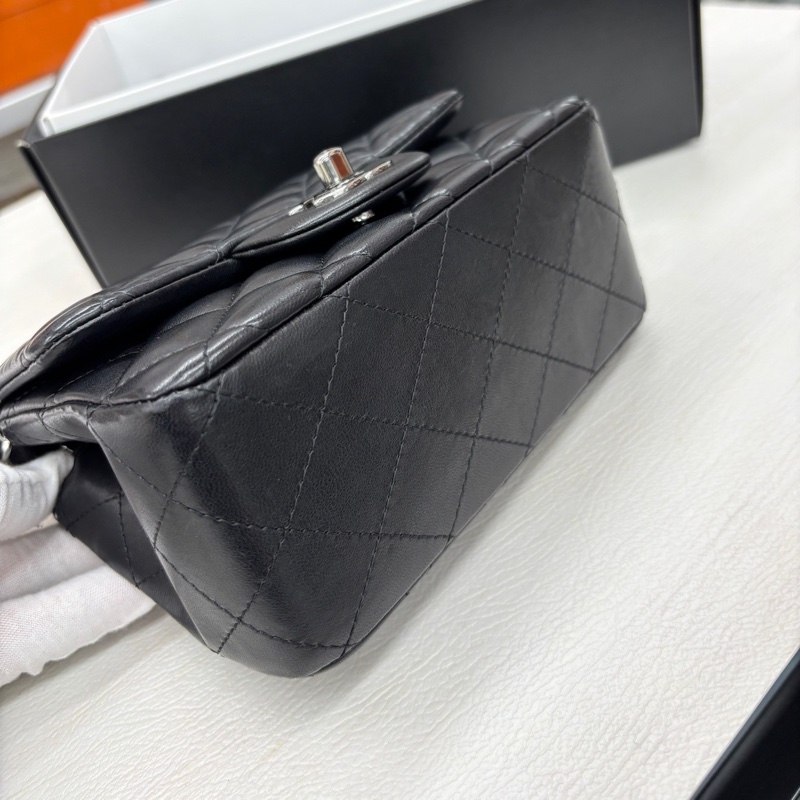 Chanel 黑銀 羊皮方胖子 鐳射23開 附件卡、毛氈、塵袋、盒-5