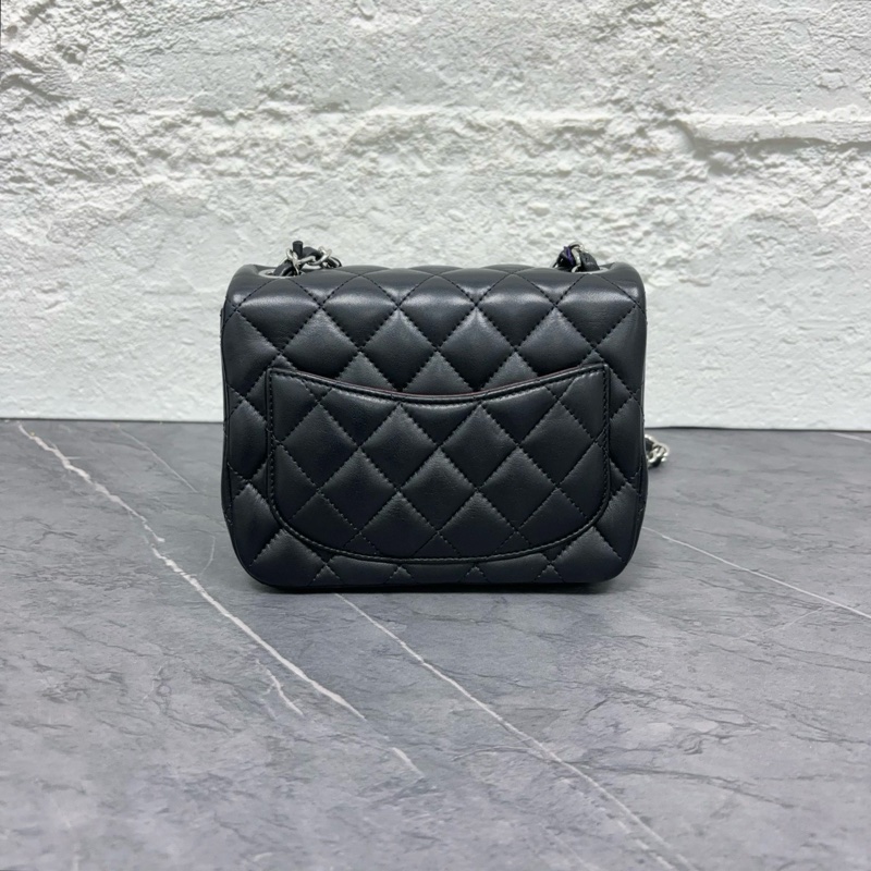 Chanel 黑銀 羊皮方胖子 鐳射24開 附件卡、毛氈、塵袋、盒-3