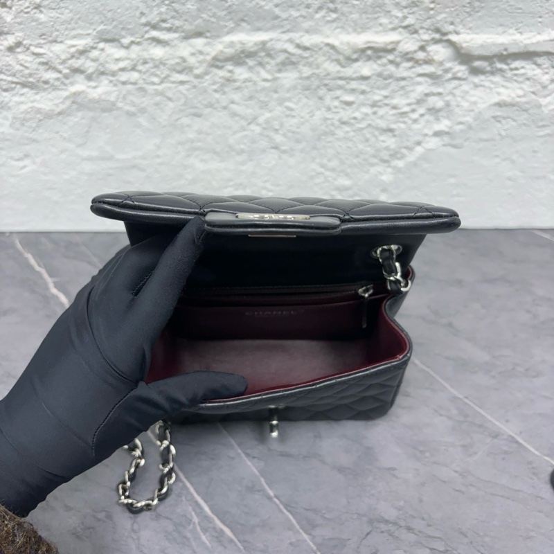 Chanel 黑銀 羊皮方胖子 鐳射24開 附件卡、毛氈、塵袋、盒-5