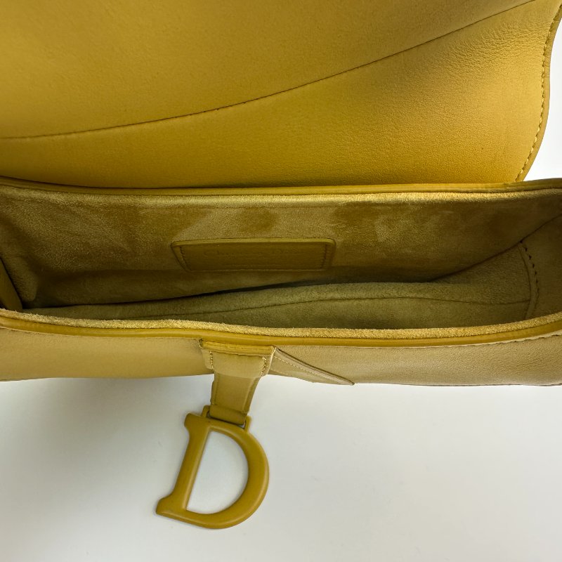 DIOR芥末色小牛皮馬鞍形斜背包-7