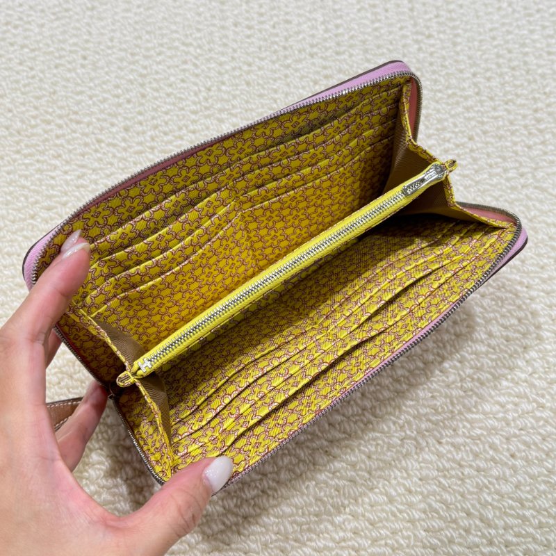 HERMES - 粉紫色拚黃色小花 Silk'in Azap 長夾-2