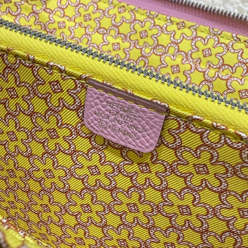 HERMES - 粉紫色拚黃色小花 Silk'in Azap 長夾-4