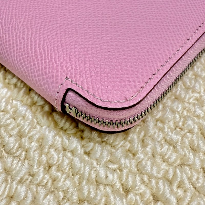 HERMES - 粉紫色拚黃色小花 Silk'in Azap 長夾-6