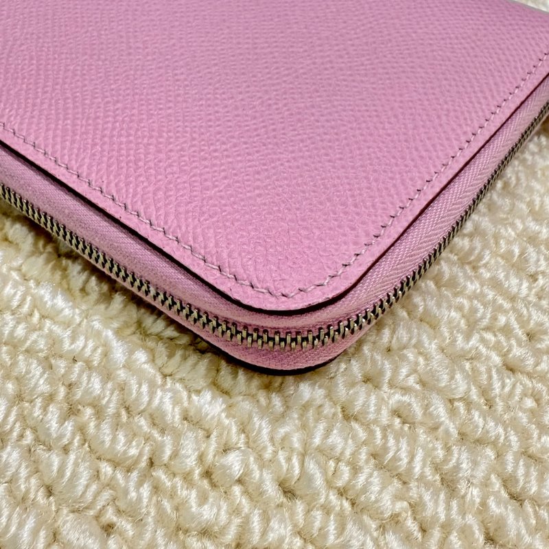 HERMES - 粉紫色拚黃色小花 Silk'in Azap 長夾-10