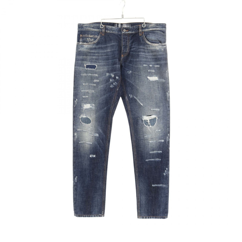 DOLCE & GABBANA 牛仔褲 #54 棉質海軍藍男士二手牛仔褲-0