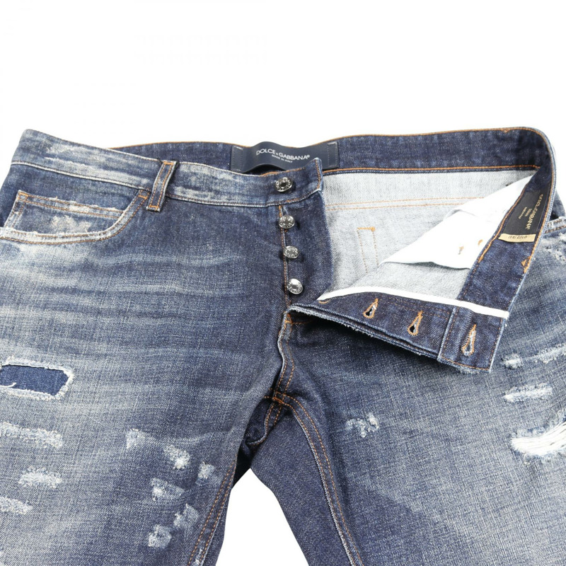 DOLCE & GABBANA 牛仔褲 #54 棉質海軍藍男士二手牛仔褲-4