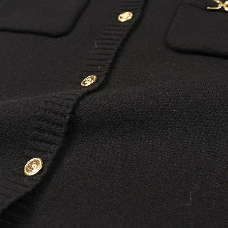 范思哲美杜莎洋裝 #40 無袖羊毛羊絨黑色二手女裝-5