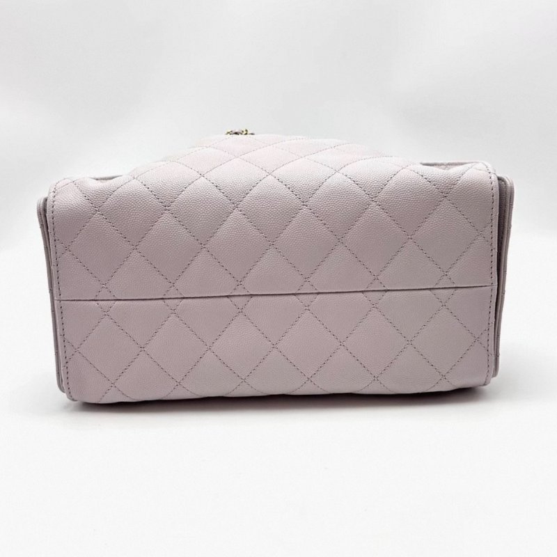 CHANEL粉紫色金扣荔枝牛皮25bag小號肩背斜背包 26*30*14 全新閒置配件盒子塵袋購證-5