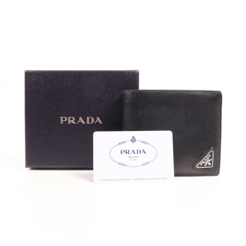PRADA 牛皮皮革Wallet銀扣錢包-17