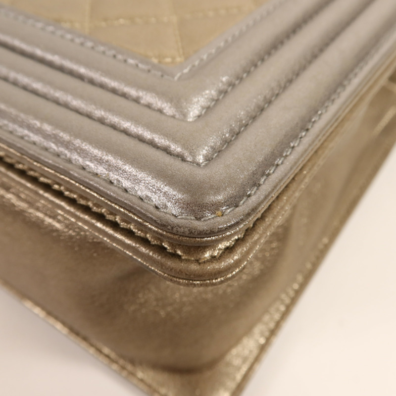 CHANEL 羊皮皮革Boy 28鏈帶肩背袋-5