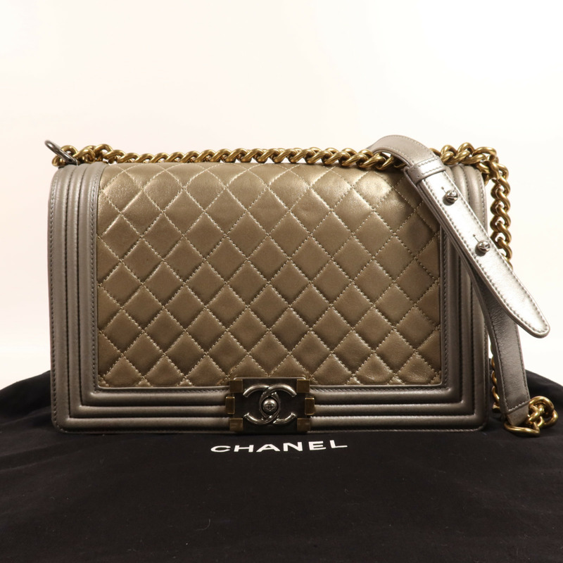 CHANEL 羊皮皮革Boy 28鏈帶肩背袋-19