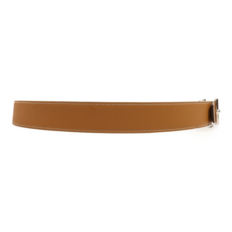 HERMES Epsom皮革Belt 110銀扣皮帶Gold-3