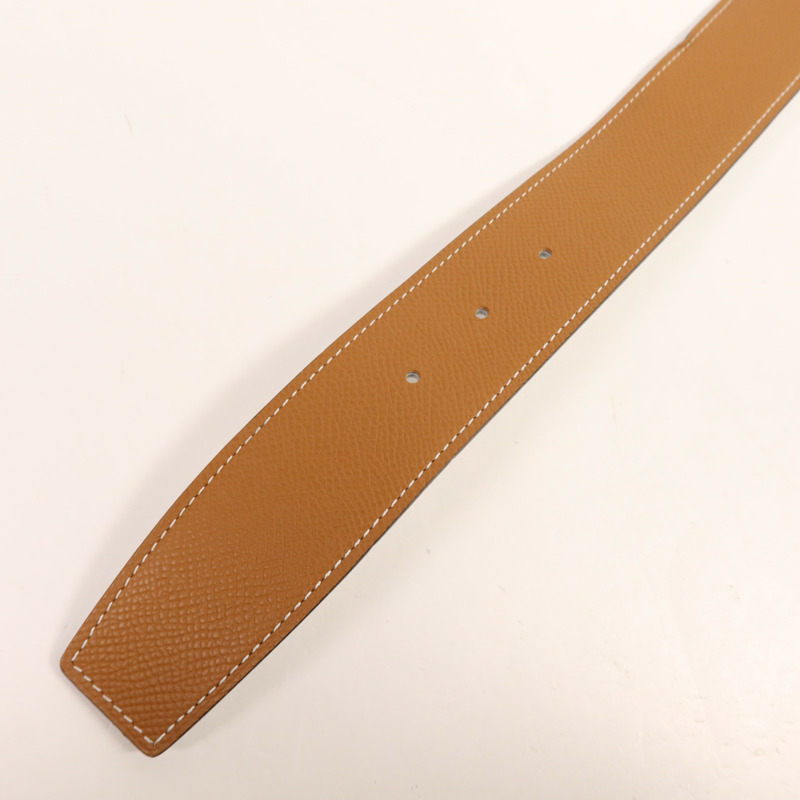 HERMES Epsom皮革Belt 110銀扣皮帶Gold-8