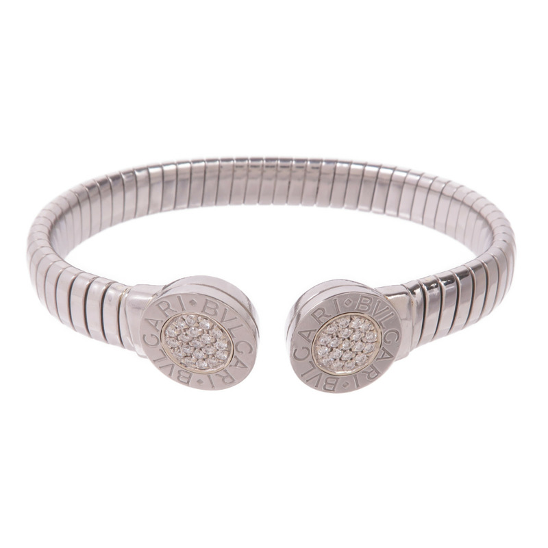 BVLGARI 不鏽鋼Tubogas Diamond Bracelet鑽石手鐲-0
