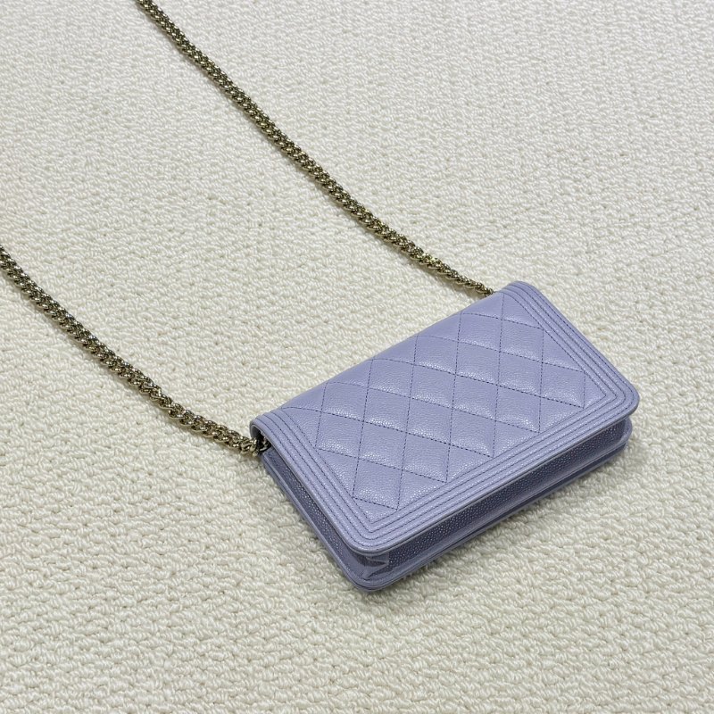 CHANEL - 薰衣草紫荔枝皮淡金釦WOC-1