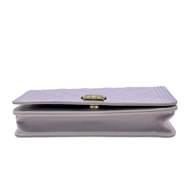 CHANEL - 薰衣草紫荔枝皮淡金釦WOC-4