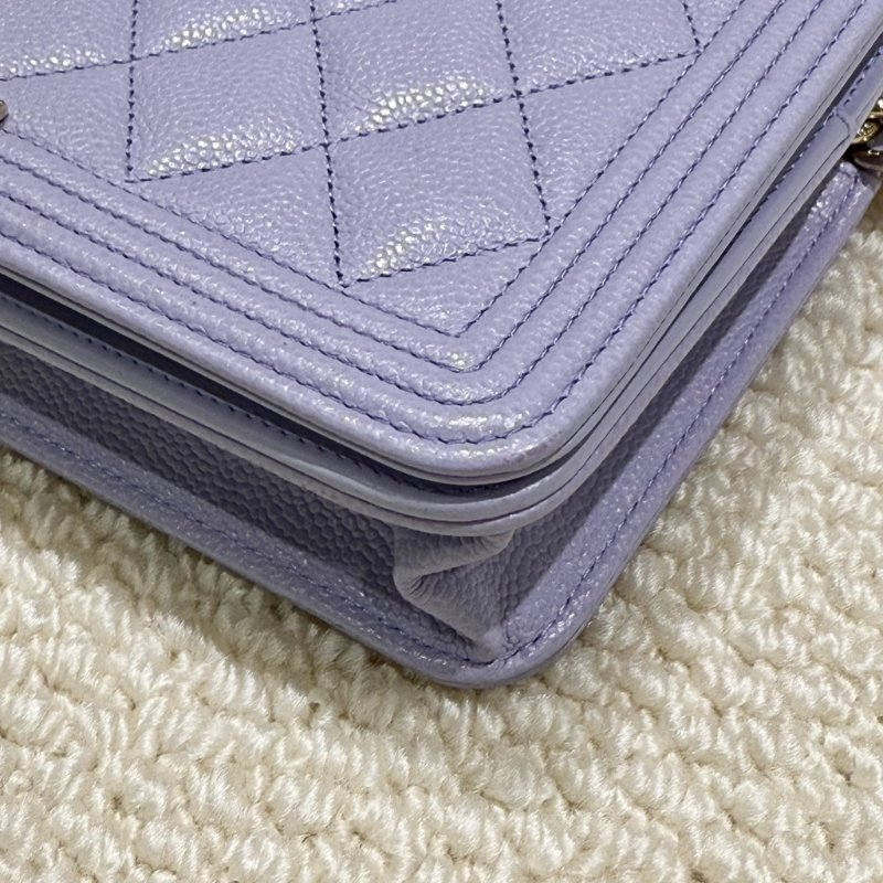 CHANEL - 薰衣草紫荔枝皮淡金釦WOC-6