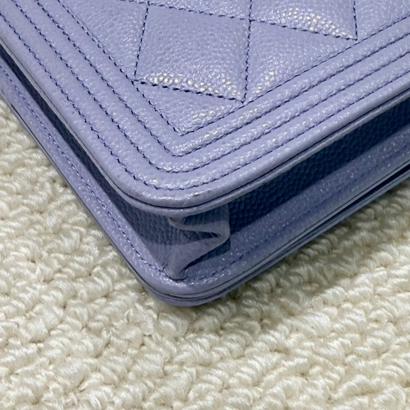 CHANEL - 薰衣草紫荔枝皮淡金釦WOC-7