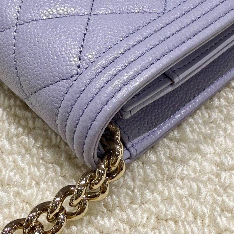 CHANEL - 薰衣草紫荔枝皮淡金釦WOC-9