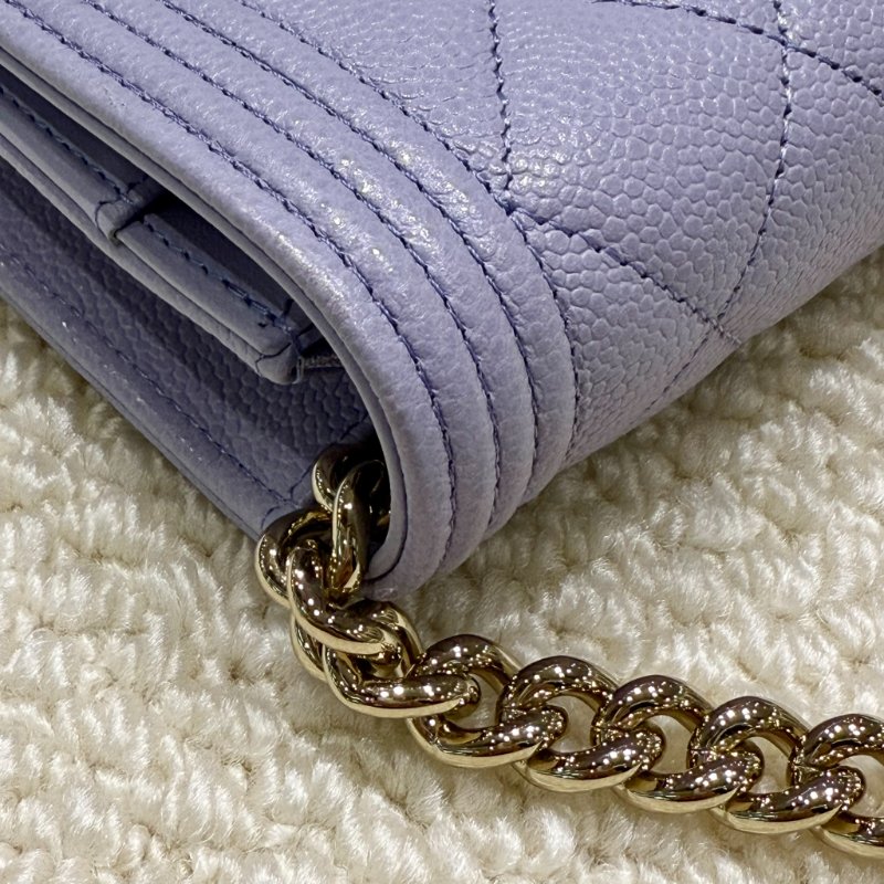 CHANEL - 薰衣草紫荔枝皮淡金釦WOC-10